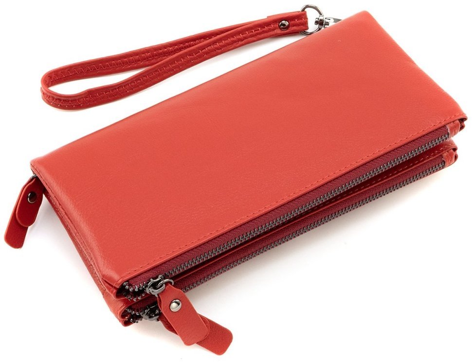 Кожаный женский кошелек-клатч красного цвета с ремешком на запястье ST Leather 90828 фото №4 Кожаный женский кошелек-клатч красного цвета с ремешком на запястье ST Leather 90828 modnotak фото №4