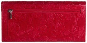 Красный женский кошелек из натуральной кожи с тиснением в виде цветов Desisan 81128