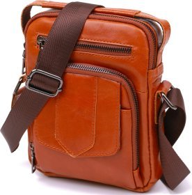 Рыжая мужская сумка-барсетка из натуральной кожи на плечо Vintage (20693)