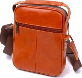 Руда чоловіча сумка-барсетка з натуральної шкіри на плече Vintage (20693)