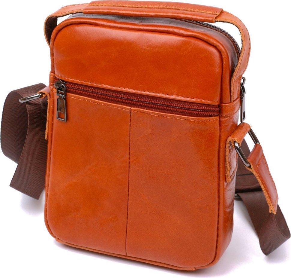Руда чоловіча сумка-барсетка з натуральної шкіри на плече Vintage (20693)