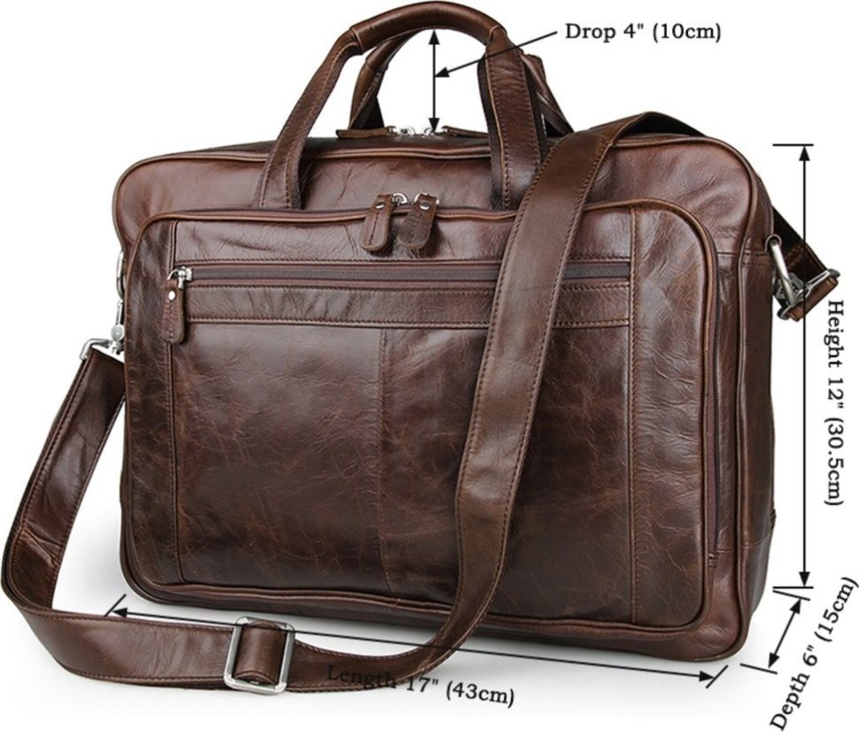 Велика ділова сумка для ноутбука до 16 дюймів з натуральної шкіри VINTAGE STYLE (14371)
