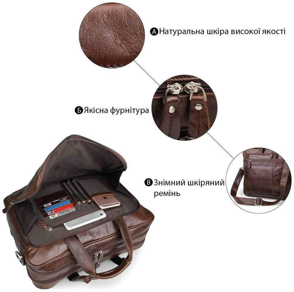 Большая деловая сумка для ноутбука до 17 дюймов из натуральной кожи VINTAGE STYLE (14371) modnotak фото №12