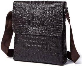 Оригинальная мужская вертикальная сумка с тиснением под рептилию VINTAGE STYLE (14723)