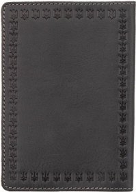 Сіра шкіряна обкладинка для паспорта з гербом України - Shvigel (2416132)