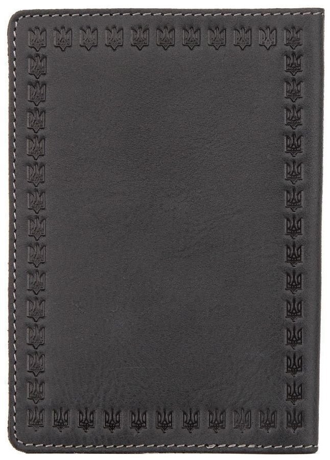 Сіра шкіряна обкладинка для паспорта з гербом України - Shvigel (2416132) modnotak фото №10