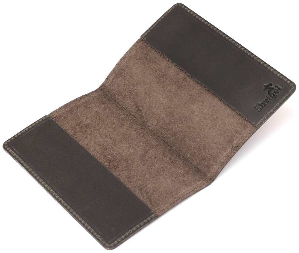 Сіра шкіряна обкладинка для паспорта з гербом України - Shvigel (2416132) modnotak фото №12