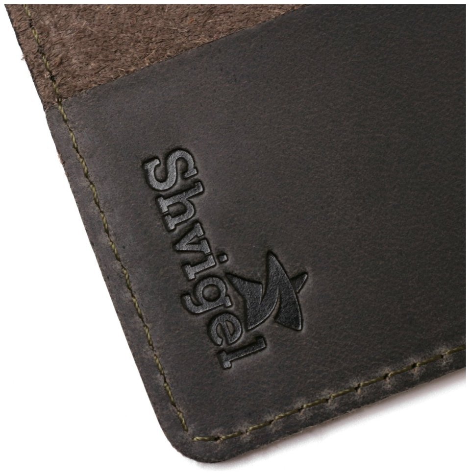 Сіра шкіряна обкладинка для паспорта з гербом України - Shvigel (2416132) modnotak фото №13