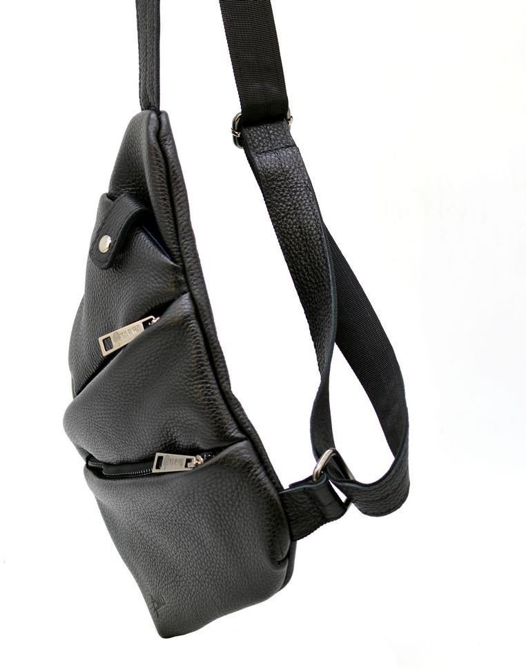 Чорна чоловіча сумка-слінг через плече з багатофункціональними кишенями TARWA (19640)