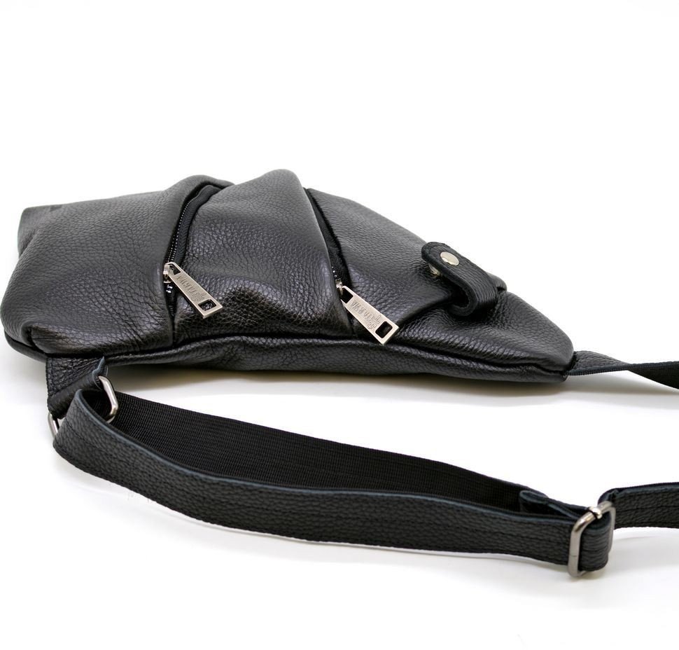 Черная мужская сумка-слинг через плечо с многофункциональными карманами TARWA (19640)