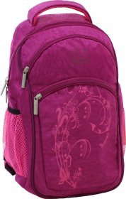 Малиновий шкільний рюкзак для дівчаток із текстилю з малюнком Bagland (52728)