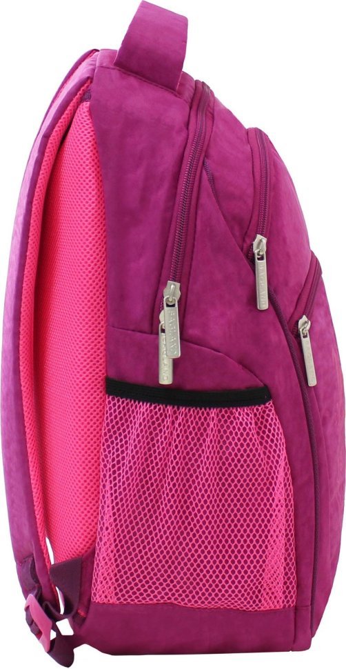 Малиновый школьный рюкзак для девочек из текстиля с рисунком Bagland (52728)