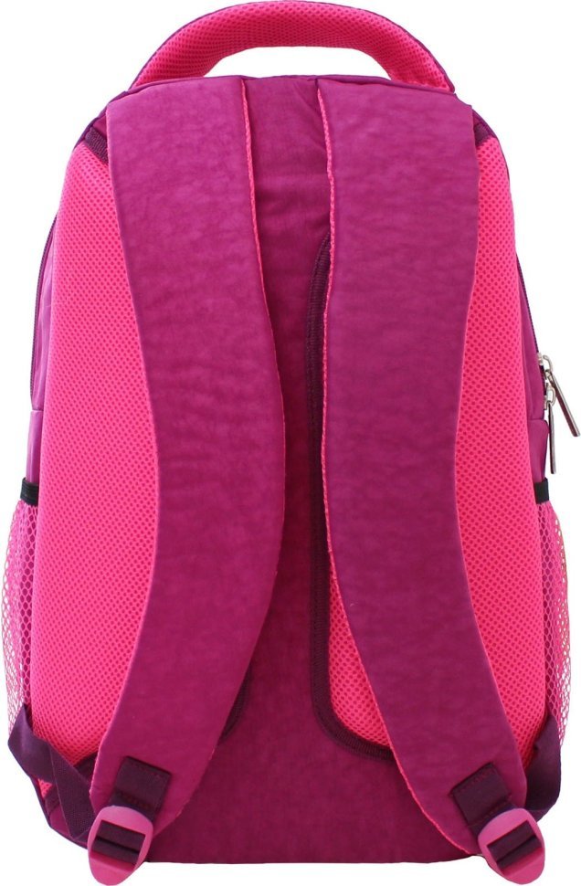Малиновый школьный рюкзак для девочек из текстиля с рисунком Bagland (52728)