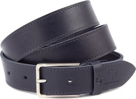 Темно-синий ремень из итальянской гладкой кожи под брюки Grande Pelle (31272)