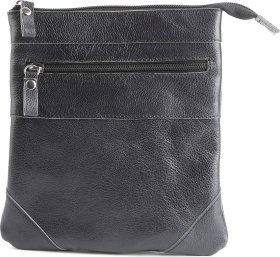 Темно-синяя недорогая мужская сумка из натуральной кожи с лямкой на плечо SHVIGEL (00966)