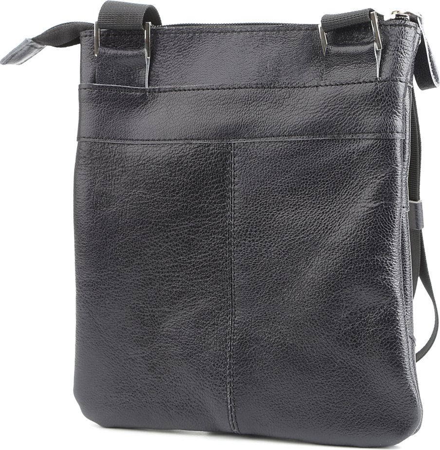 Темно-синяя недорогая мужская сумка из натуральной кожи с лямкой на плечо SHVIGEL (00966)