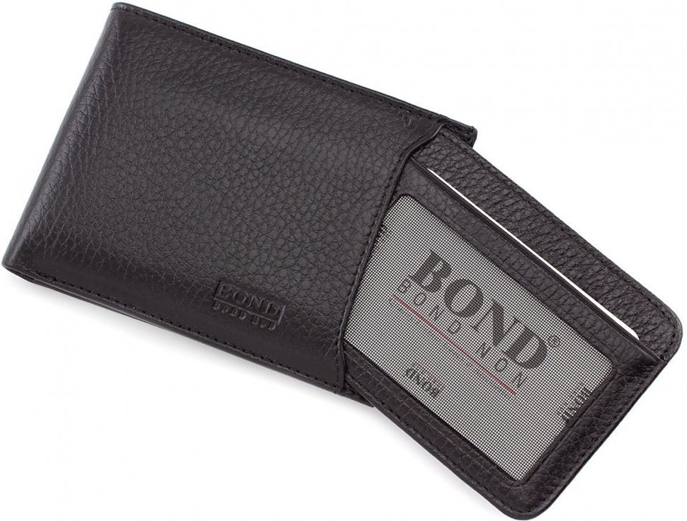 Шкіряне портмоне чорного кольору з блоком для карт Bond Non (10657) УЦІНКА!