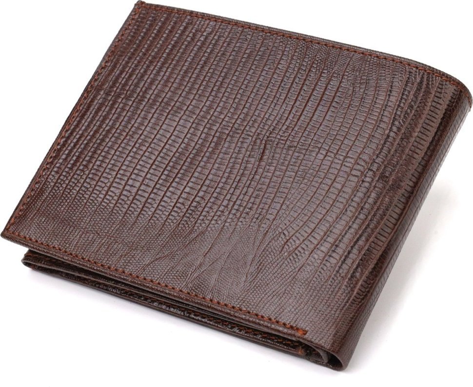 Коричневе чоловіче портмоне середнього розміру з натуральної фактурної шкіри CANPELLINI (2421864)