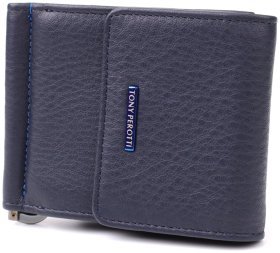 Чоловічий затискач з монетницею із натуральної шкіри синього кольору Tony Perotti 103328 Італія