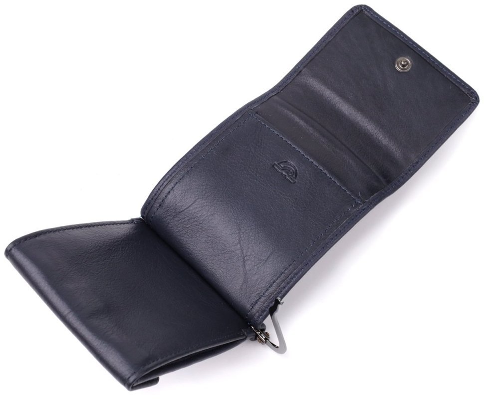 Мужской зажим с монетницей из натуральной кожи синего цвета Tony Perotti 103328 Италия modnotak фото №8