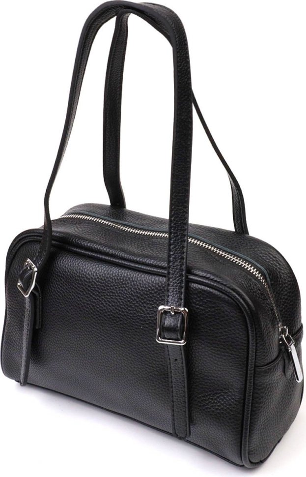 Чорна жіноча сумка з натуральної шкіри зі знімними ручками з натуральної шкіри Vintage (2422078)