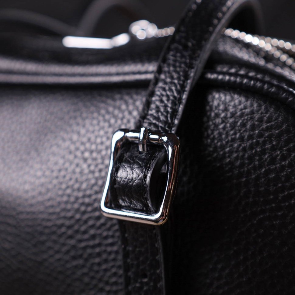 Черная женская сумка из натуральной кожи со съемными ручками из натуральной кожи Vintage (2422078)