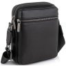 Качественная наплечная мужская сумка черного цвета из качественной кожи Tiding Bag (15806) - 1
