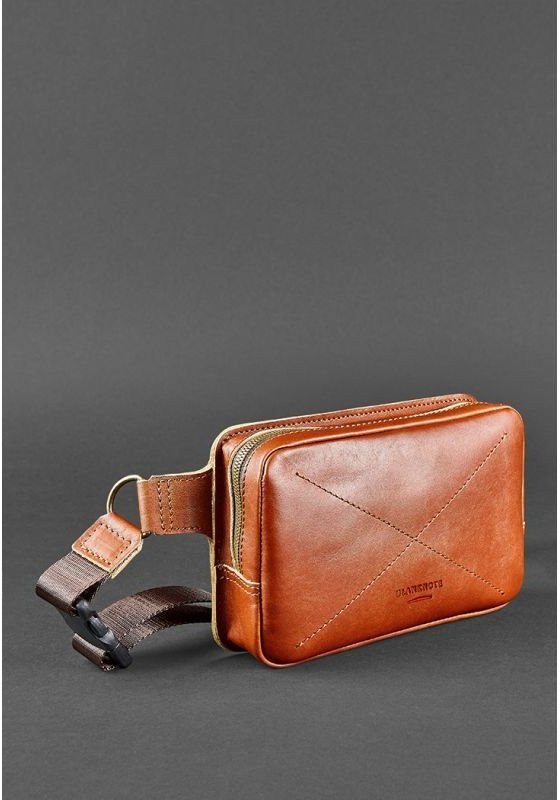 Світло-коричнева поясна сумка з гладкої шкіри BlankNote Dropbag Mini (12666)