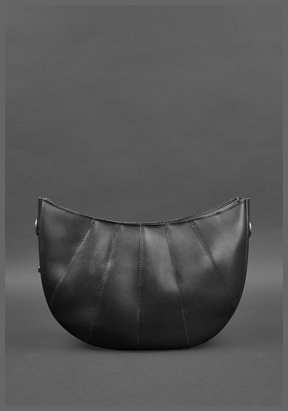 Повседневная кожаная сумка черного цвета с одной лямкой BlankNote Круассан (12745)