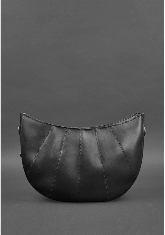 Повседневная кожаная сумка черного цвета с одной лямкой BlankNote Круассан (12745)