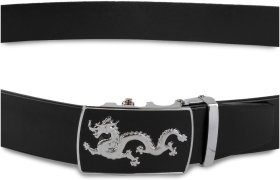 Чоловічий ремінь брючний з автоматичною пряжкою декорованою драконом Vintage 2420256