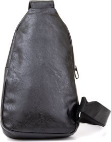 Черная мужская сумка-слинг из кожзаменителя Vintage (20511)