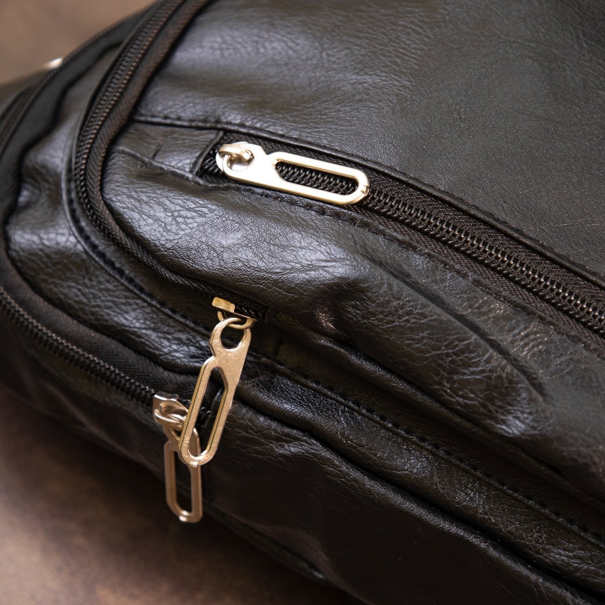 Черная мужская сумка-слинг из кожзаменителя Vintage (20511)