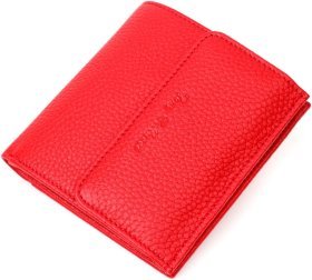 Невеликий жіночий гаманець із натуральної шкіри червоного кольору на кнопці Tony Bellucci (2422011)