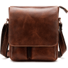 Вертикальна сумка-планшет з вінтажній шкіри коричневого кольору Vintage (20029) - 1