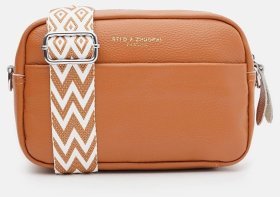 Кросбоді сумка для жінок на 1 відділення з текстильним плечовим ременем Borsa Leather 104528 руда