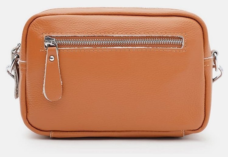 Кросбоді сумка для жінок на 1 відділення з текстильним плечовим ременем Borsa Leather 104528 руда modnotak фото №3