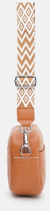 Кросбоді сумка для жінок на 1 відділення з текстильним плечовим ременем Borsa Leather 104528 руда modnotak фото №4