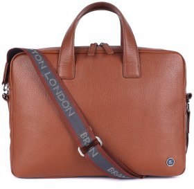 Надежная мужская сумка из натуральной фактурной кожи для ноутбука Brampton London Maven  94528 (рыжего цвета, до 14&quot;)