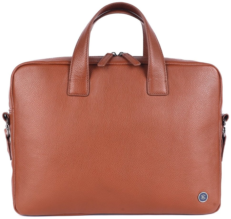 Надежная мужская сумка из натуральной фактурной кожи для ноутбука Brampton London Maven  94528 (рыжего цвета, до 14") modnotak фото №2