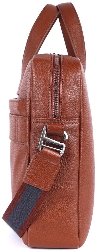 Надежная мужская сумка из натуральной фактурной кожи для ноутбука Brampton London Maven  94528 (рыжего цвета, до 14") modnotak фото №6