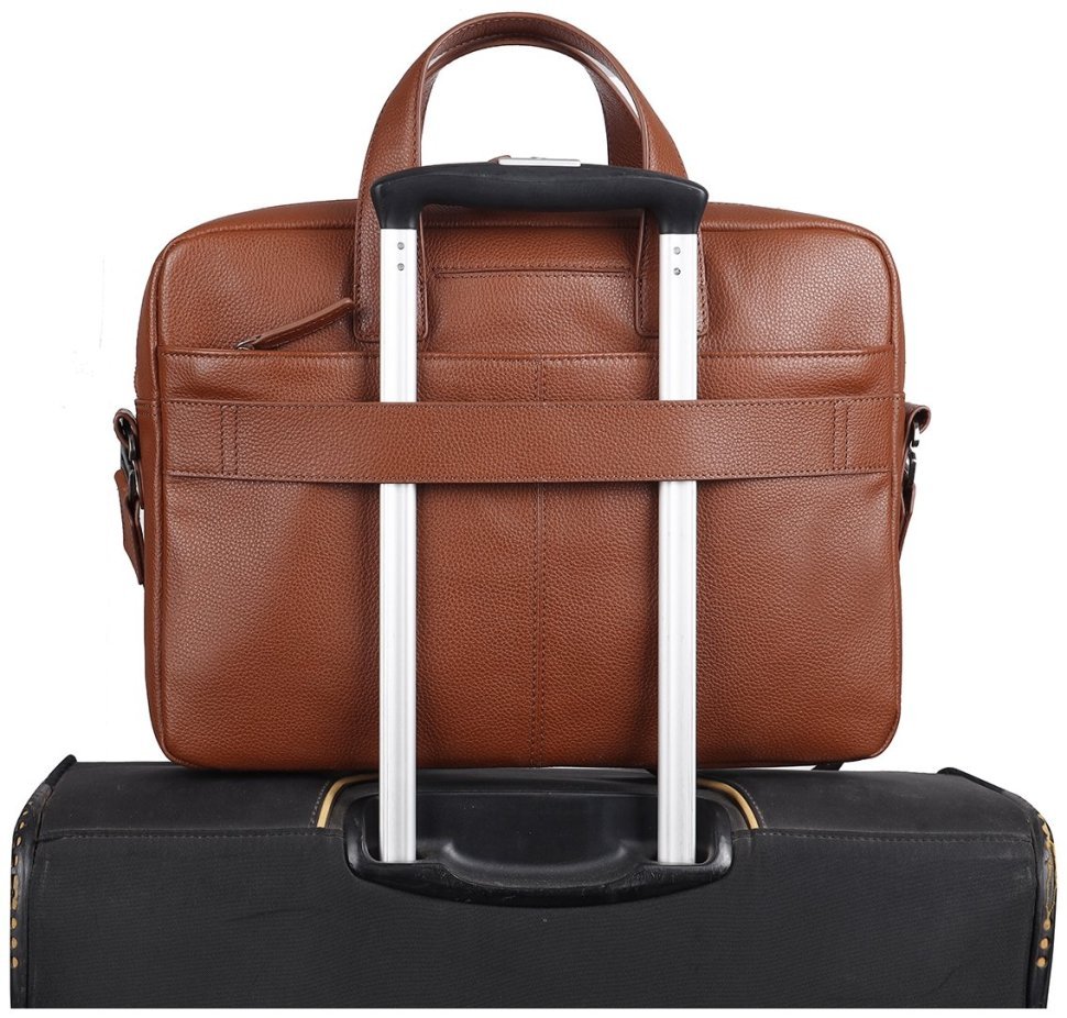 Надежная мужская сумка из натуральной фактурной кожи для ноутбука Brampton London Maven  94528 (рыжего цвета, до 14") modnotak фото №11