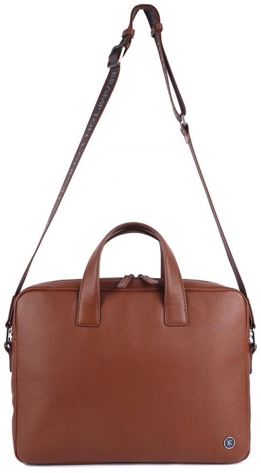 Надежная мужская сумка из натуральной фактурной кожи для ноутбука Brampton London Maven  94528 (рыжего цвета, до 14") modnotak фото №12
