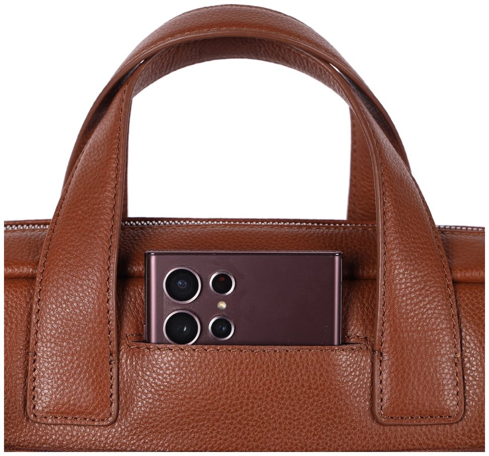 Надежная мужская сумка из натуральной фактурной кожи для ноутбука Brampton London Maven  94528 (рыжего цвета, до 14") modnotak фото №14