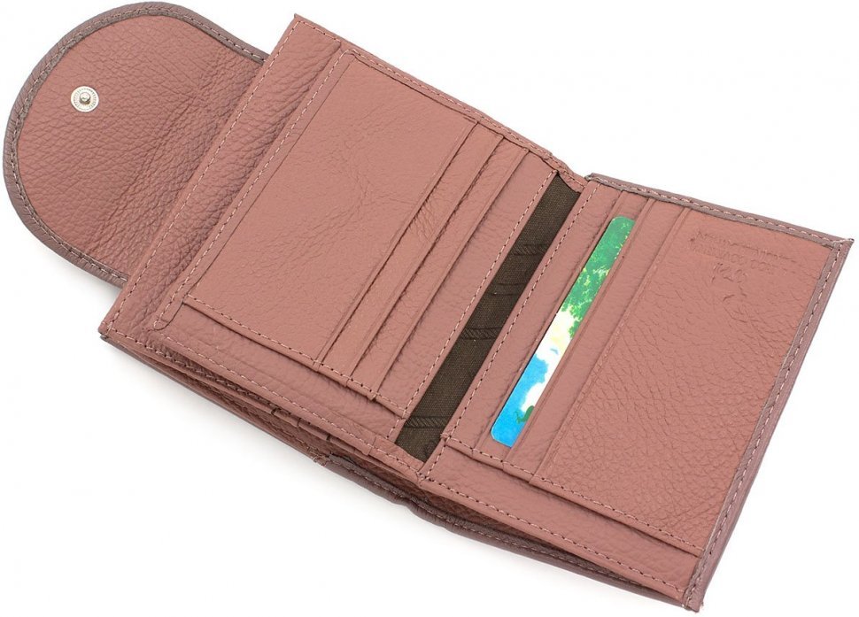 Шкіряний гаманець невеликого розміру в пудровим кольорі Marco Coverna (18889)
