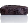 Мужской портфель под документы из коричневой кожи с фактурой под крокодила DESISAN (19119) - 5