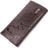 Лаковий жіночий гаманець із клапаном з натуральної шкіри під рептилію коричневого забарвлення KARYA (2421114) - 2