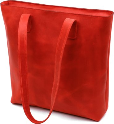 Червона шкіряна сумка-шоппер зі шкіри крейзі хорс Shvigel (16348)