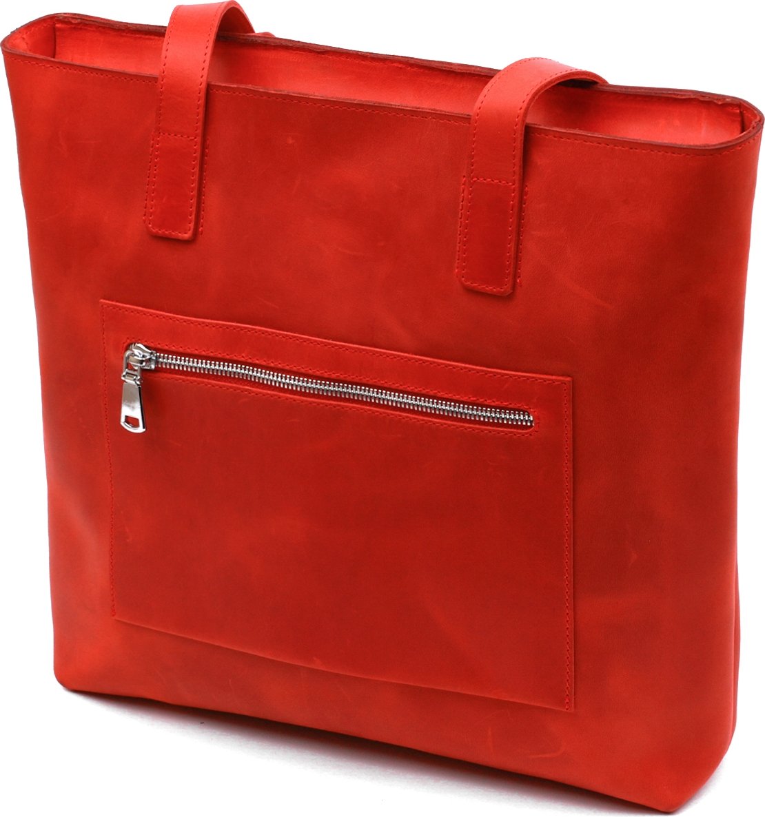 Красная кожаная женская сумка-шоппер из кожи крейзи хорс Shvigel (16348)