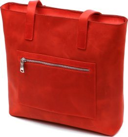 Червона шкіряна сумка-шоппер зі шкіри крейзі хорс Shvigel (16348)